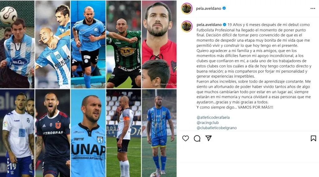 Lucas Aveldaño anunció su retiro del fútbol profesional.