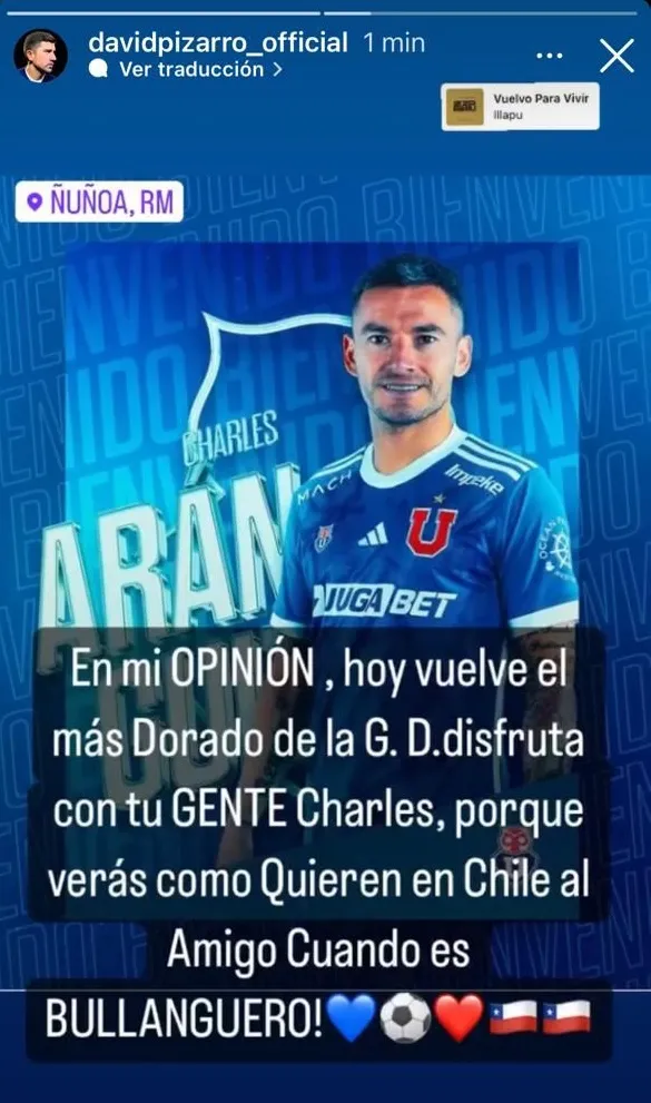 La publicación de David Pizarro (Instagram)