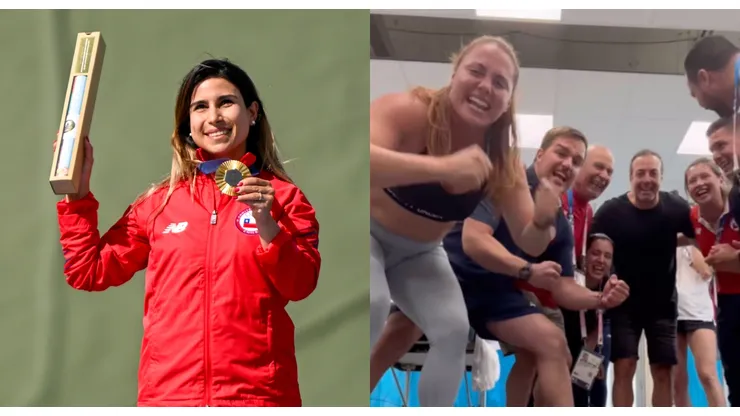 El Team Chile celebra la primera medalla de oro en los Juegos Olímpicos de París 2024.