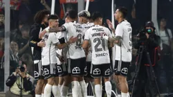 oFutbol, Colo Colo vs Cobresal. Fecha 26, Campeonato Nacional 2024. El jugador de Colo Colo Lucas Cepeda, centro, celebra su gol contra Cobresal durante el partido de primera division disputado en el estadio Monumental en Santiago, Chile. 26/09/2024 Felipe Zanca/Photosport Football, Colo Colo vs Cobresal. 26th turn, 2024 National Championship. Colo Colo's player Lucas Cepeda, center, celebrates his goal against Cobresal during the first division match held at the Monumental stadium in Santiago, Chile. 26/09/2024 Felipe Zanca/Photosport