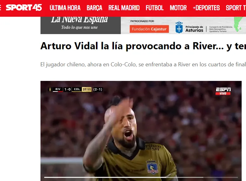 La publicación de Diario Sport sobre Arturo Vidal