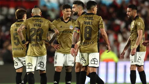 Futbol, River Plate vs Colo Colo. Cuartos de Final, Copa Libertadores 2024. Jugadores de Colo Colo durante el partido de copa libertadores contra River Plate disputado en el estadio Monumental en Buenos Aires, Argentina. 24/09/2024 Alejandro Pagni/Photosport Football, River Plate vs Colo Colo. Quarter finals, Copa Libertadores 2024. Colo Colo's player during the copa libertadores match against River Plate at the Monumental stadium in Buenos Aires, Argentina. 24/09/2024 Alejandro Pagni/Photosport