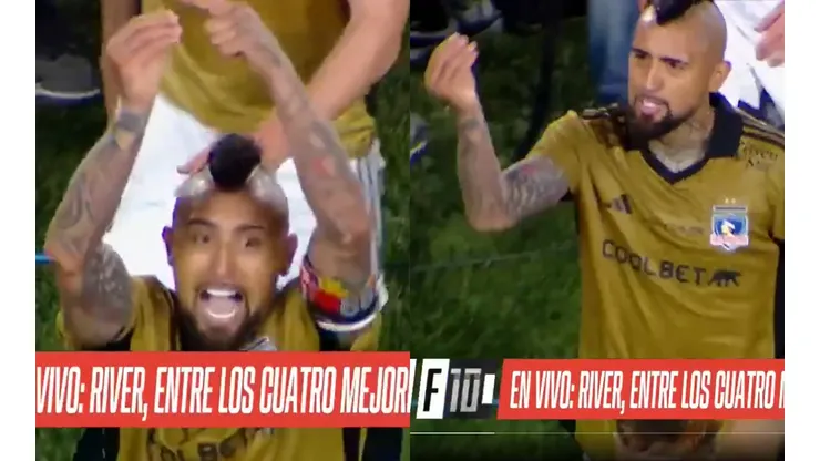 Arturo Vidal abandonó la cancha del Monumental con gestos a hinchas de River. (Foto: ESPN)