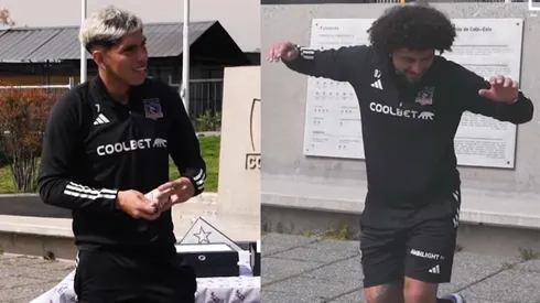 Carlos Palacios y Maximiliano Falcón se sometieron al desafío dieciochero en Colo Colo. (Foto: Captura)