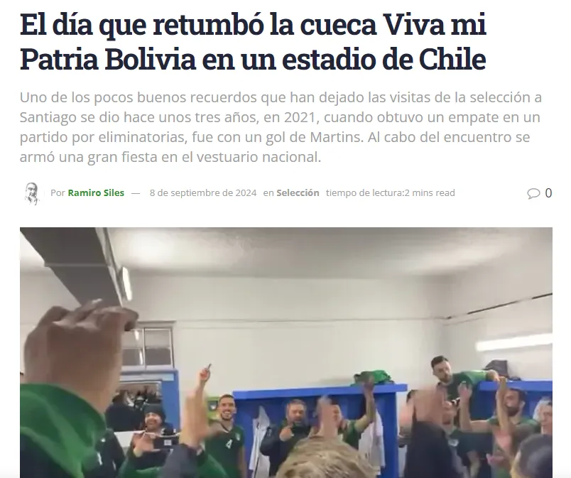 Así recuerdan en Bolivia el empate 1 a 1 en San Carlos de Apoquindo