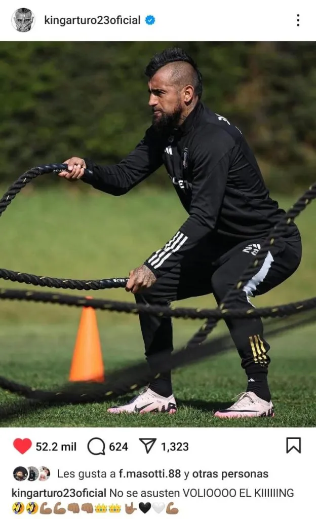 Captura de la publicación de Arturo Vidal en Instagram.