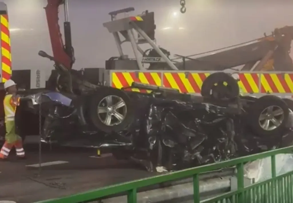 Así quedó la camioneta de Cristóbal Campos tras el accidente en la Ruta 78.