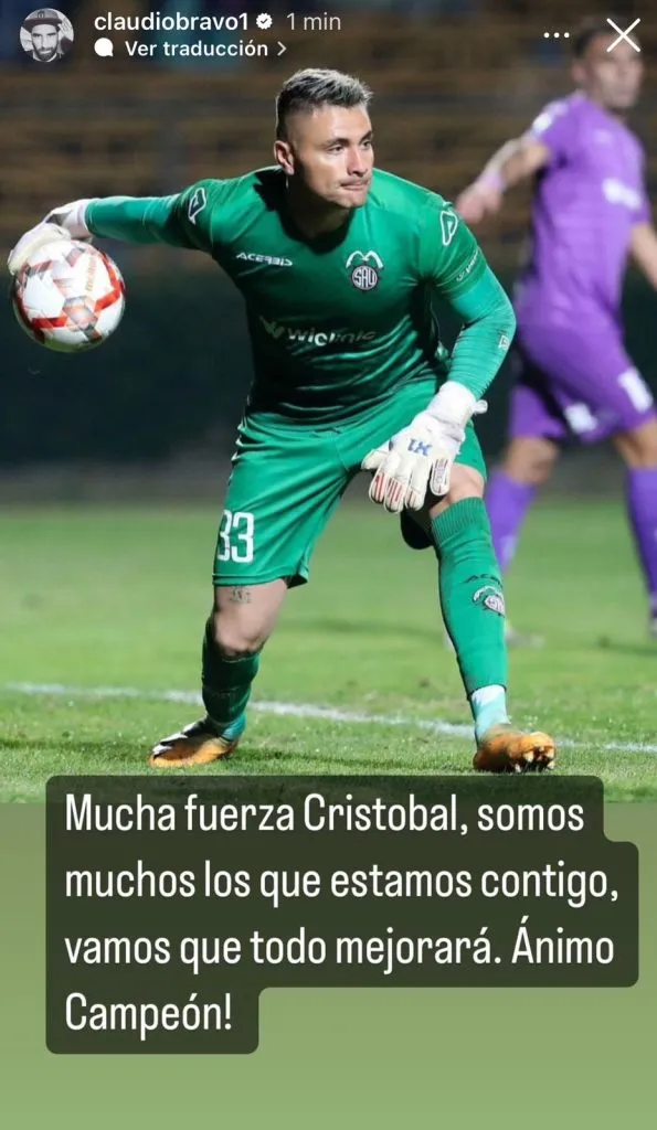 Captura de la historia en Instagram de Claudio Bravo.