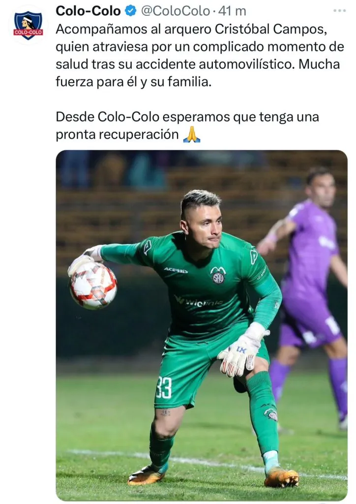 Captura de la publicación en X de Colo Colo.