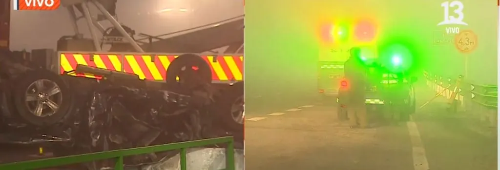 Así quedó el vehículo de Campos (Captura Canal 13)