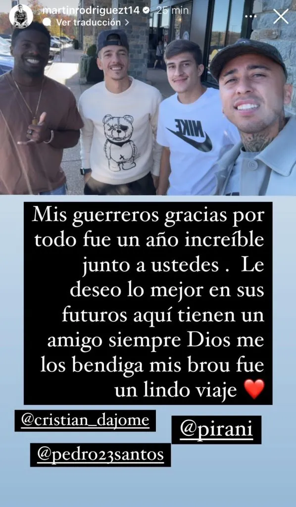 Captura de la historia de Instagram de Martín Rodríguez.
