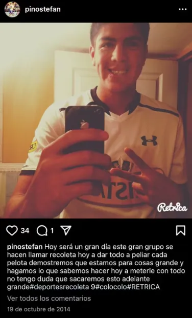 Steffan Pino posando con la indumentaria de Colo Colo | FOTO: Captura