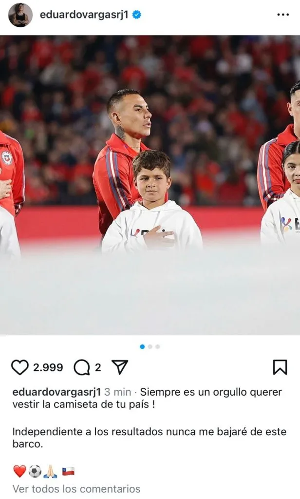El mensaje de Eduardo Vargas tras la salida de Carlos Palacios.