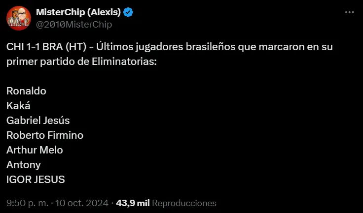 MisterChip entrega dato sobre Igor Jesús. (Foto: MisterChip)