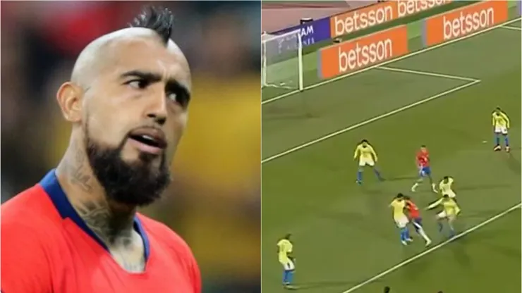 Arturo Vidal muestra su enojo por el posible penal no cobrado a favor de Chile