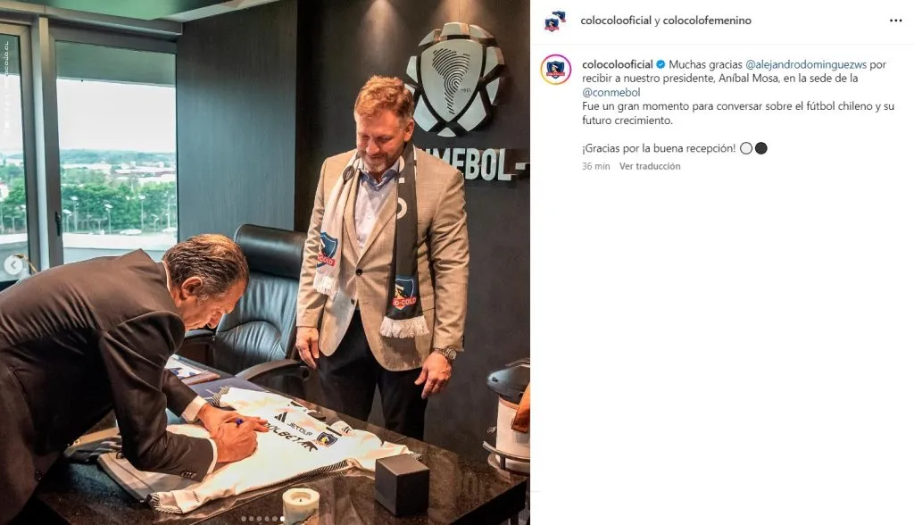 Colo Colo agradece a Alejandro Domínguez por recibir a Aníbal Mosa.