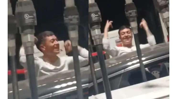 Cristián Zavala canta en una bencinera. (Foto: