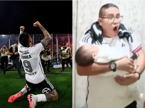 VIDEO| Papá colocolino se hace viral por gritar "en mute" el gol de Correa