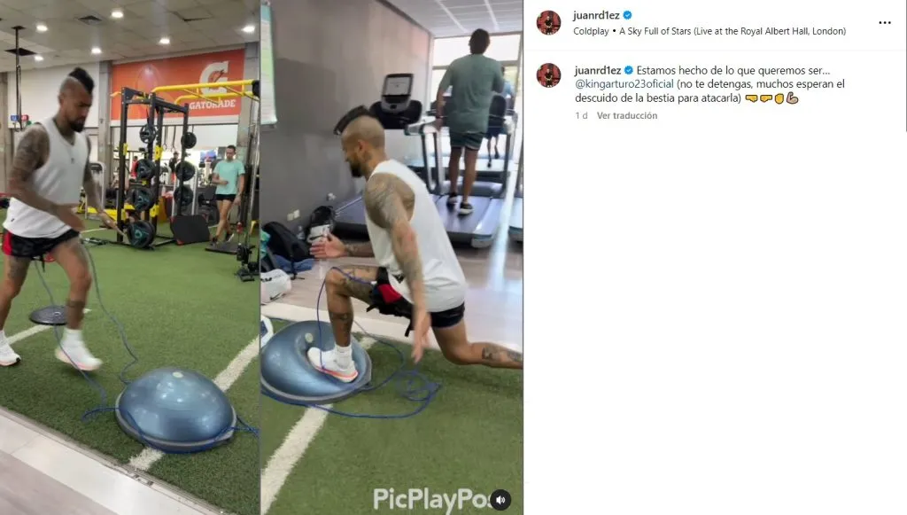 Arturo Vidal está a full en su preparación física con Juan Ramírez.