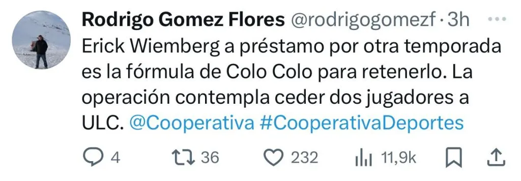 Captura de la publicación de Rodrigo Gómez en X.