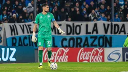 Gabriel Arias en el partido entre Racing Club de Avellaneda y Godoy Cruz de Mendoza en la sexta fecha de la Liga Profesional 2024.