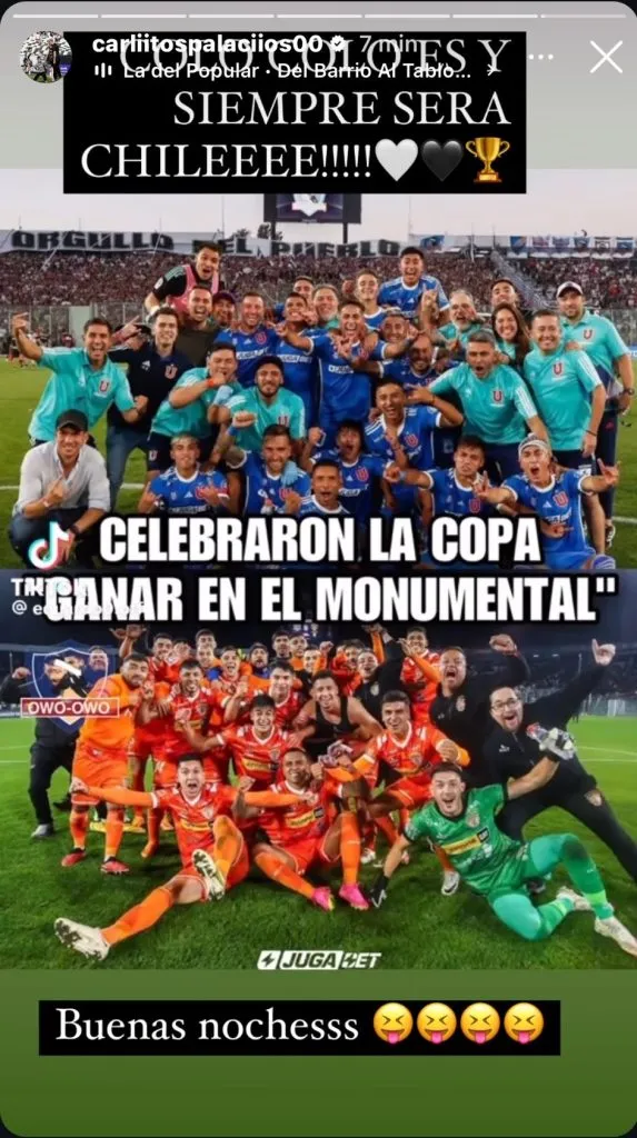 Palacios en Instagram. | Foto: Instagram