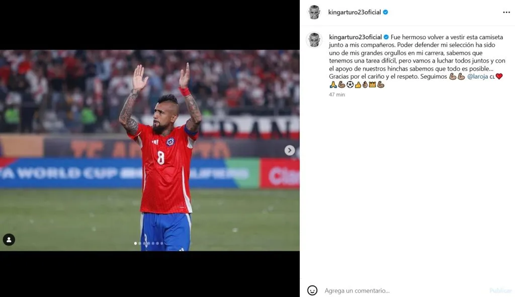 Arturo Vidal publica emotivo mensaje.