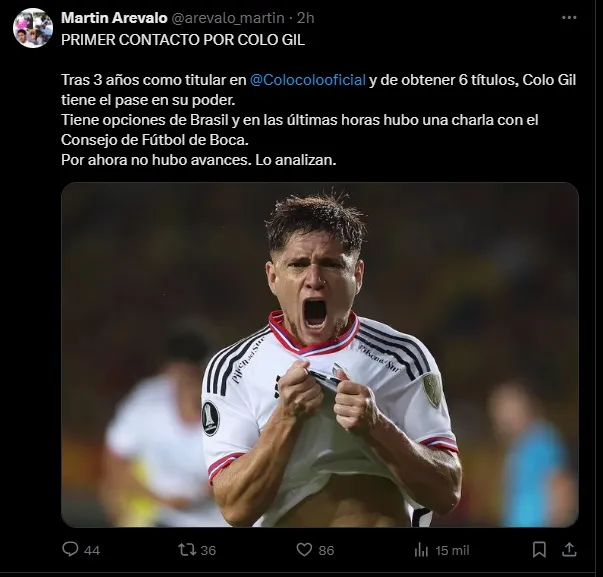 Martín Arevalo reporta que Leonardo Gil interesa en Boca Juniors. (Foto: Photosport)