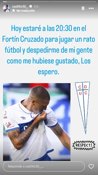 Nicolás Castillo se despedirá de los hinchas de Universidad Católica.