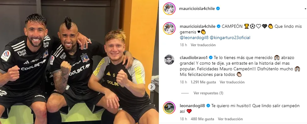 El mensaje de felicitación de Claudio Bravo a Mauricio Isla tras el título con Colo Colo