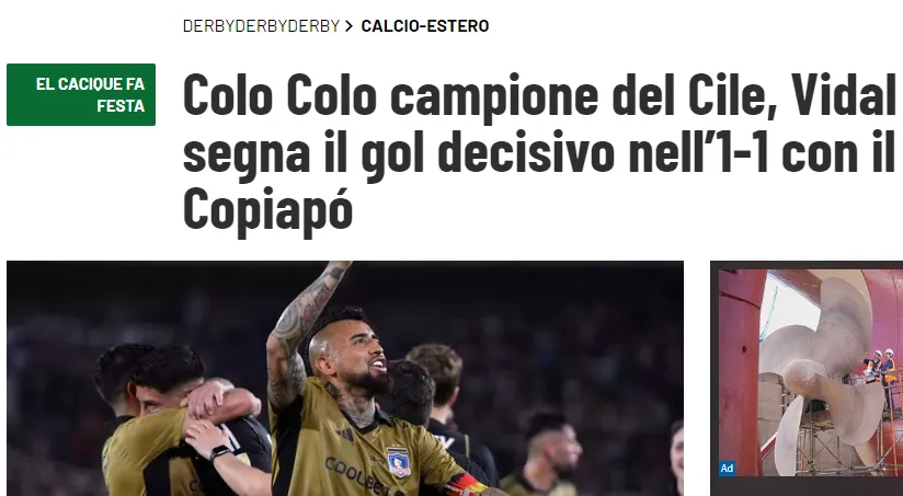 Portal italiano reacciona al nuevo título obtenido por el “King” junto a Colo Colo