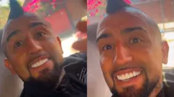 Arturo Vidal envió varias frases rumbo al Aeropuerto de Santiago. (Foto: Captura)