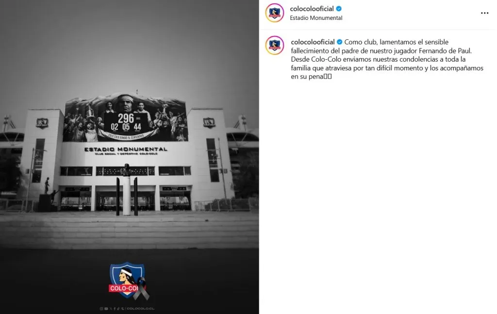 Fallecimiento del padre de Fernando de Paul enluta a Colo Colo.