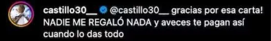 El llamativo mensaje de Castillo en Instagram | FOTO: Captura