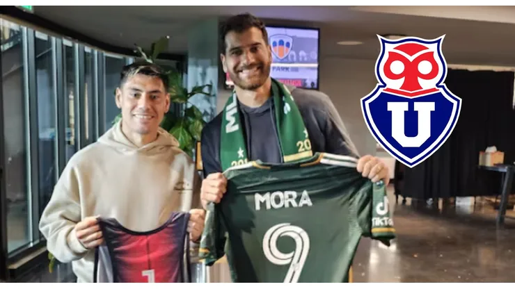 Grimalt junto a Mora en Estados Unidos tras un partido del Portland Timbers.