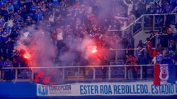 Los hinchas azules protagonizando incidentes el 2023 en Concepción.