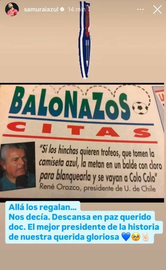 Johnny Herrera le dijo adiós a René Orozco. El histórico presidente de Universidad de Chile falleció a sus 94 años.