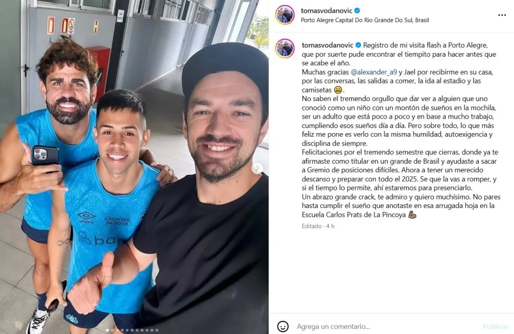 Tomás Vodanovic le dedicó emotivas palabras a Alexander Aravena. (Foto: tomasvodanovic, Instagram).