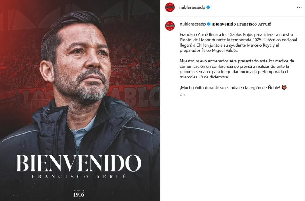 Francisco Arrué es nuevo DT de los Diablos Rojos. (Foto: Ñublense SADP)