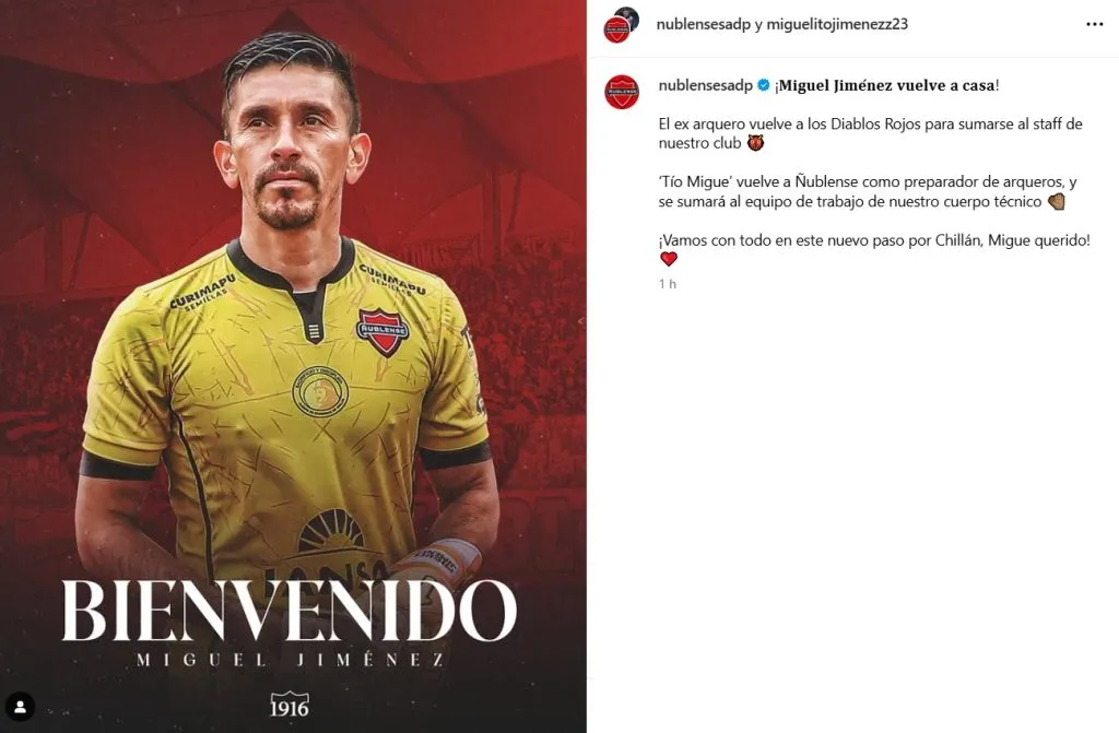 Miguel Jiménez regresa al cuadro chillanejo, esta vez como preparador de arqueros. (Foto: Ñublense SADP)