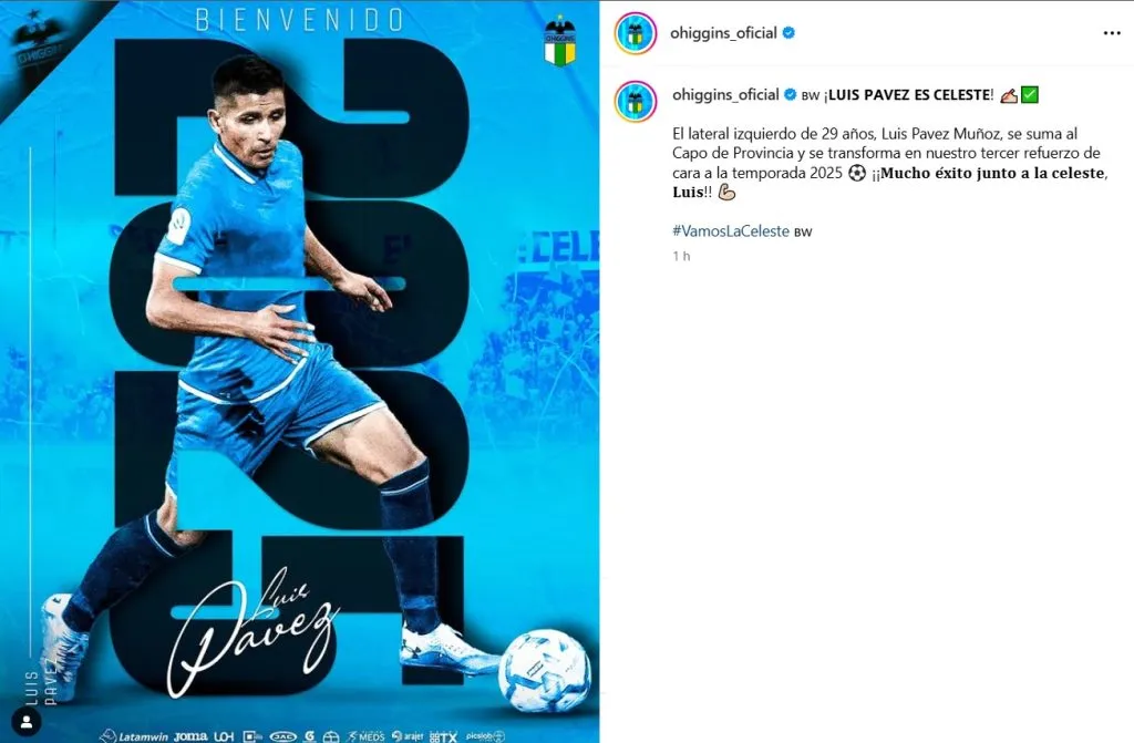 Luis Pavez es nuevo refuerzo de O’Higgins de Rancagua. (Foto: O’Higgins)