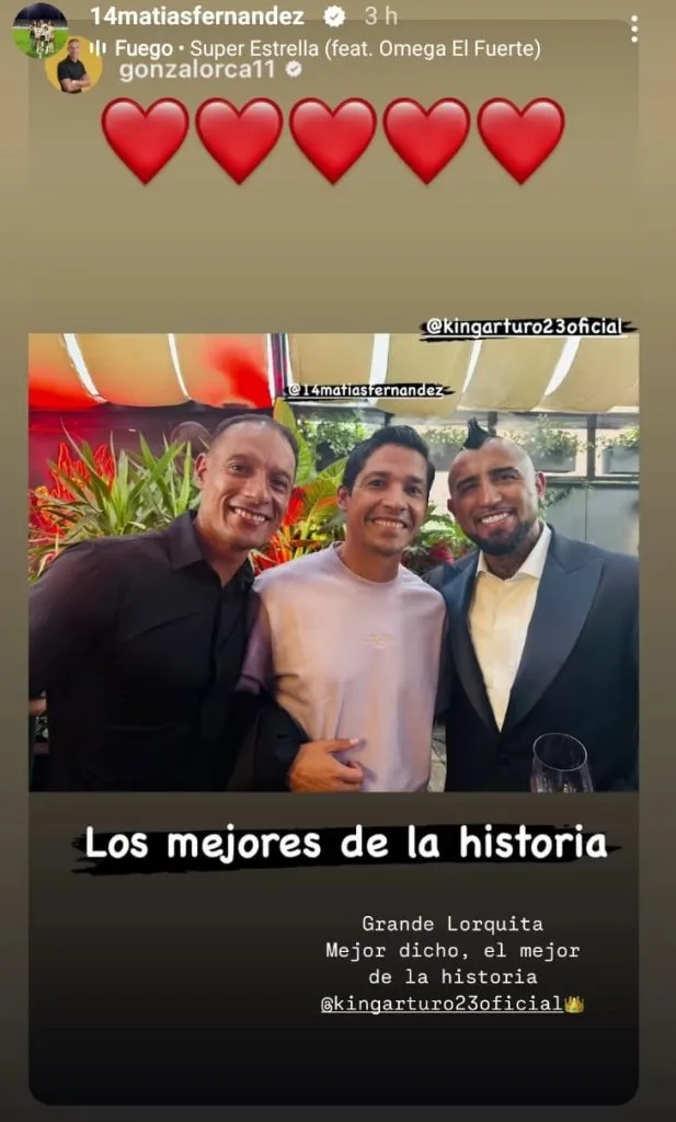 Matías Fernández escoge a Arturo Vidal como el jugador más grande de la historia de Chile (Foto: captura IG Matías Fernández)