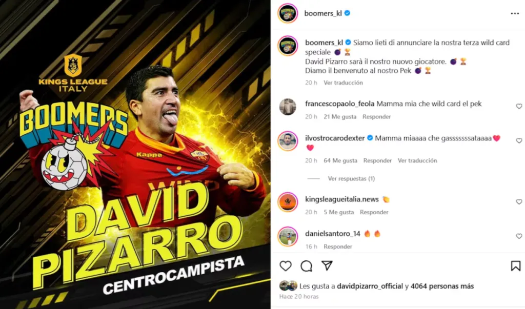 El anuncio de Boomers sobre David Pizarro | FOTO: Captura