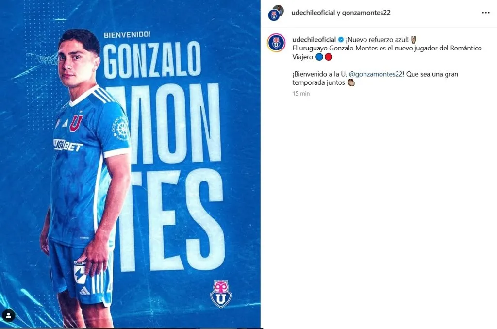 Gonzalo Montes es el segundo refuerzo de Universidad de Chile. (Foto: Universidad de Chile)