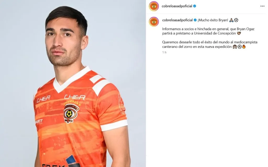 Bryan Ogaz parte a Universidad de Concepción. (Foto: Cobreloa SADP)