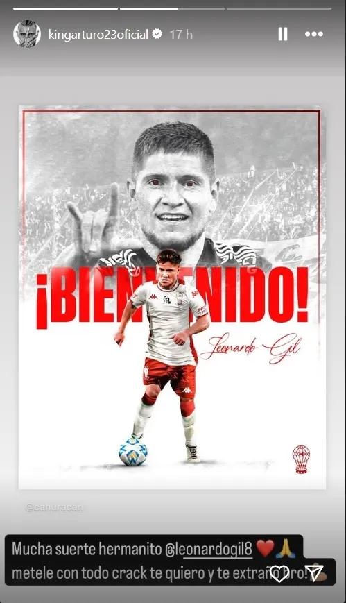 Arturo Vidal extraña a Leonardo Gil. (Foto: Kingarturo23oficial, Instagram)