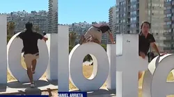 Daniel Arrieta se cae en su despacho desde Montevideo. (Foto: TNT Sports)