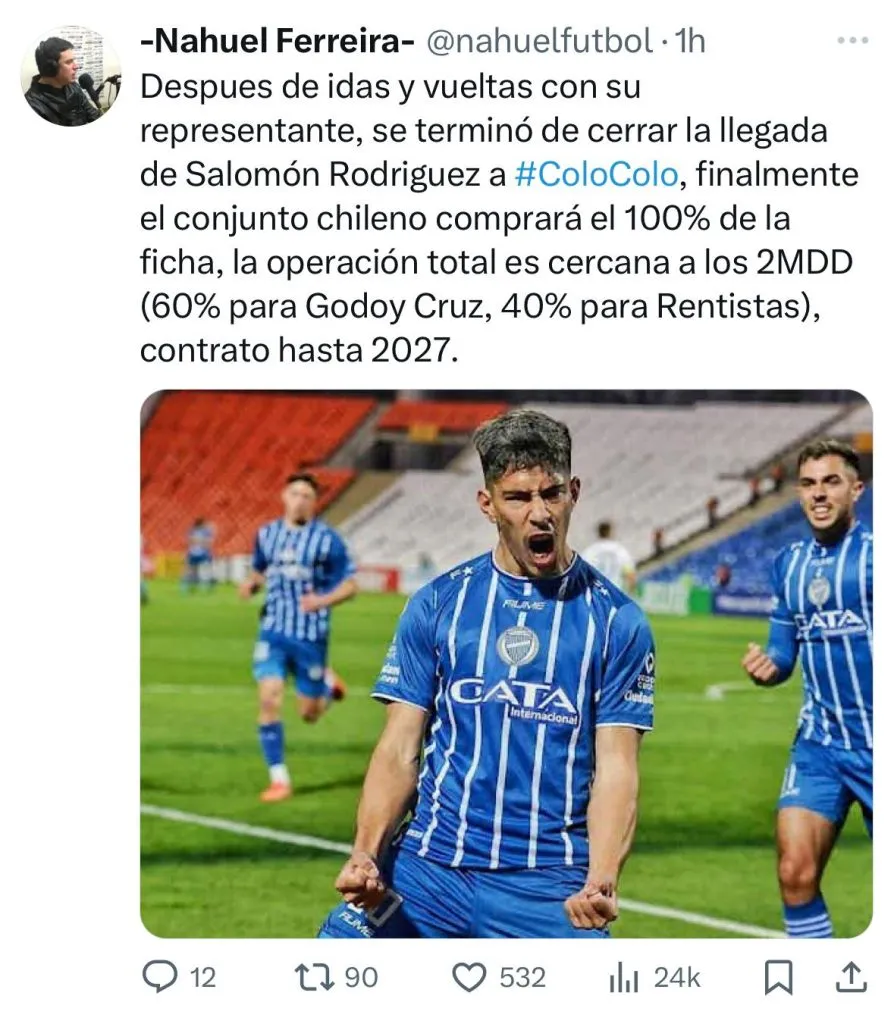 Captura de la publicación de Nahuel Ferreira en X.