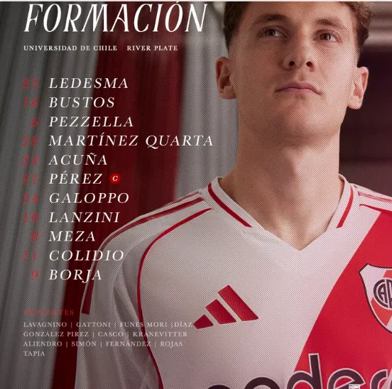El 11 de River frente a la Universidad de Chile en el Ester Roa