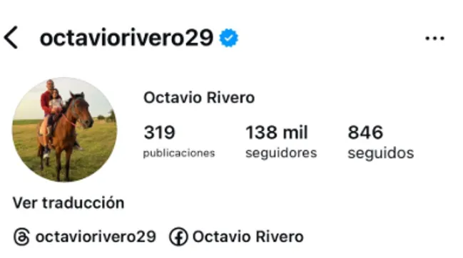 La nueva imagen y descripción de Octavio Rivero en su cuenta de Instagram | FOTO: Captura
